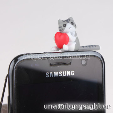 lovely cat design 3.5mm earphone dust plug for iphone